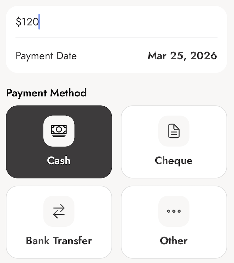 Record payments instantly