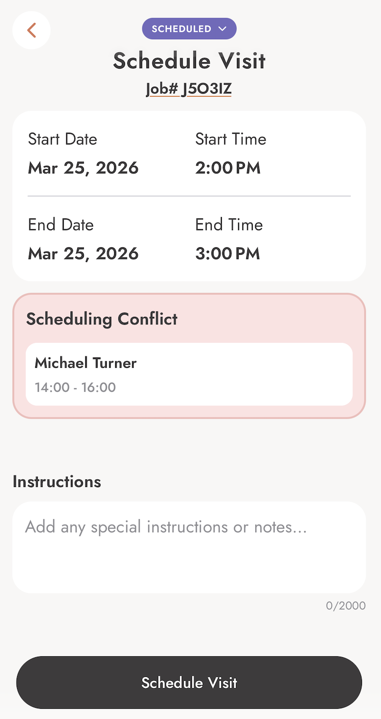 Schedule visits, conflict-free